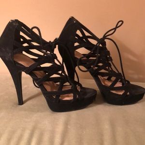 Sexty black strappy platform Chinese Laundry Heels